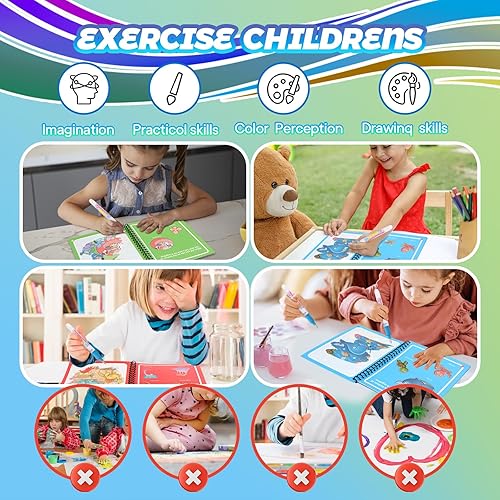 Miniatura 7 de 4 Pack Reusable Water Coloring Books for Toddlers, Paint with Water Books,Mess-Free Coloring Book, Portable Educational Doodle Drawing Toy, Nuevo