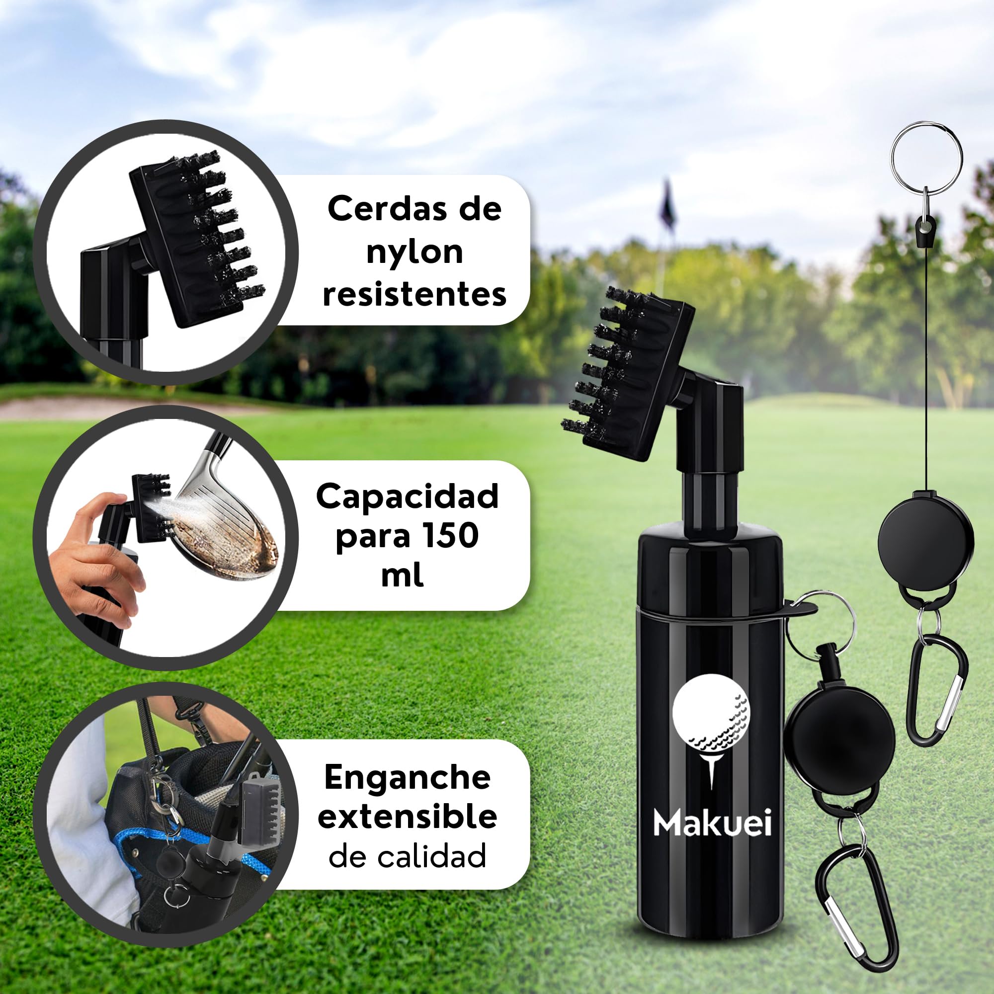 Makuei Cepillo Limpiador de Palos de Golf Accesorios Bolsa Regalo Golfistas
