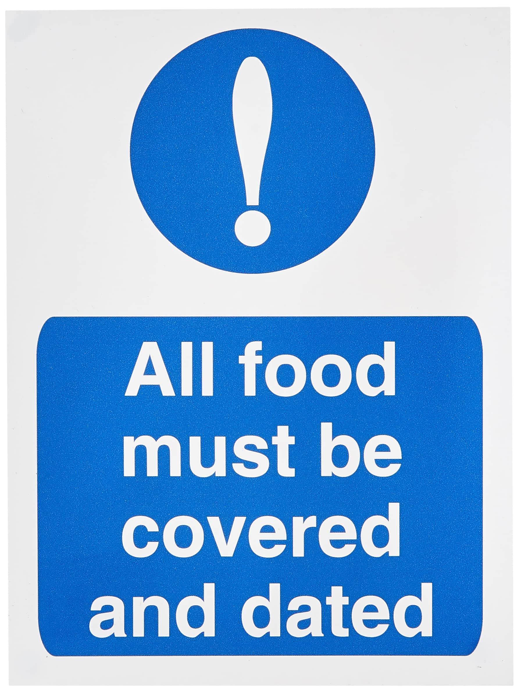 Seco All Food Must Be Covered and Dated Sign, 150mm x 200mm - Self Adhesive Vinyl