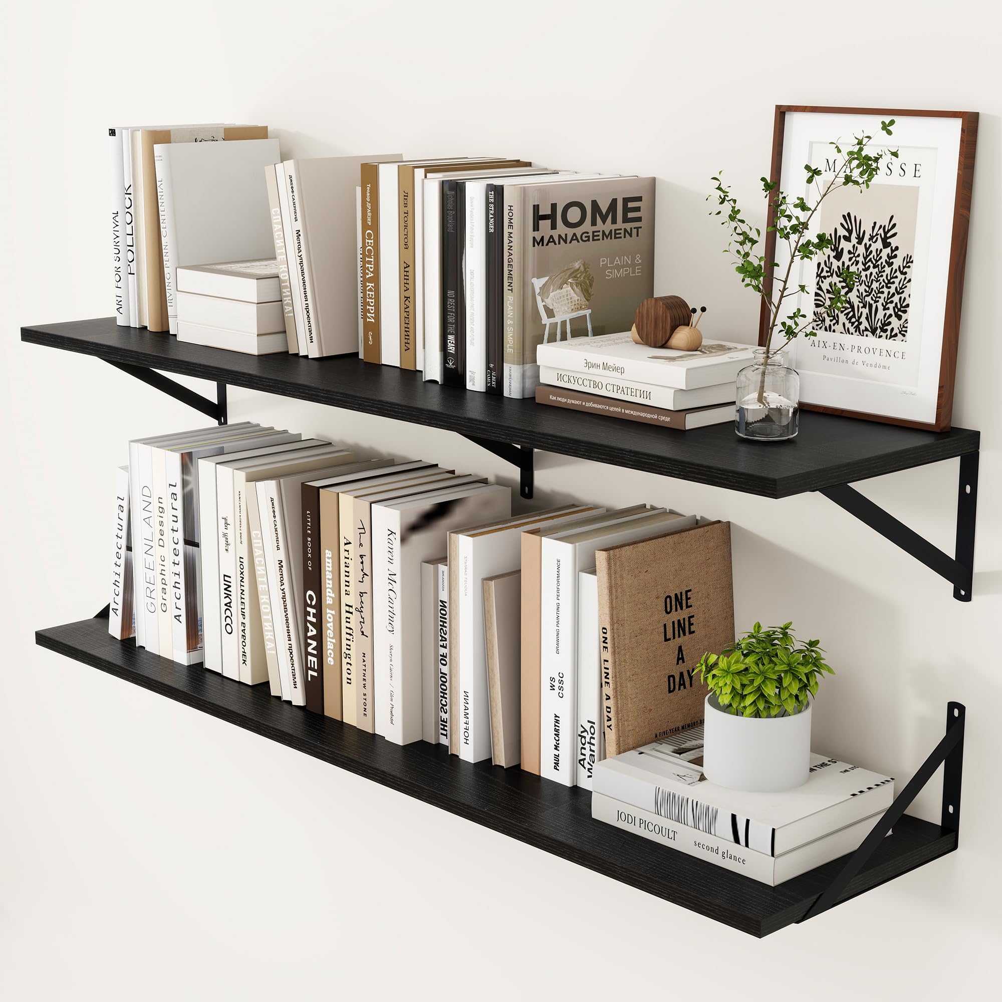 Heimlove Black Floating Shelves - Set of 2 -12