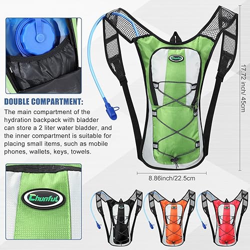 Miniatura 2 de Chunful Mochila de hidratación con vejiga de agua de 2 litros, mochila de hidratación ligera para senderismo, ciclismo, escalada, mochila de agua