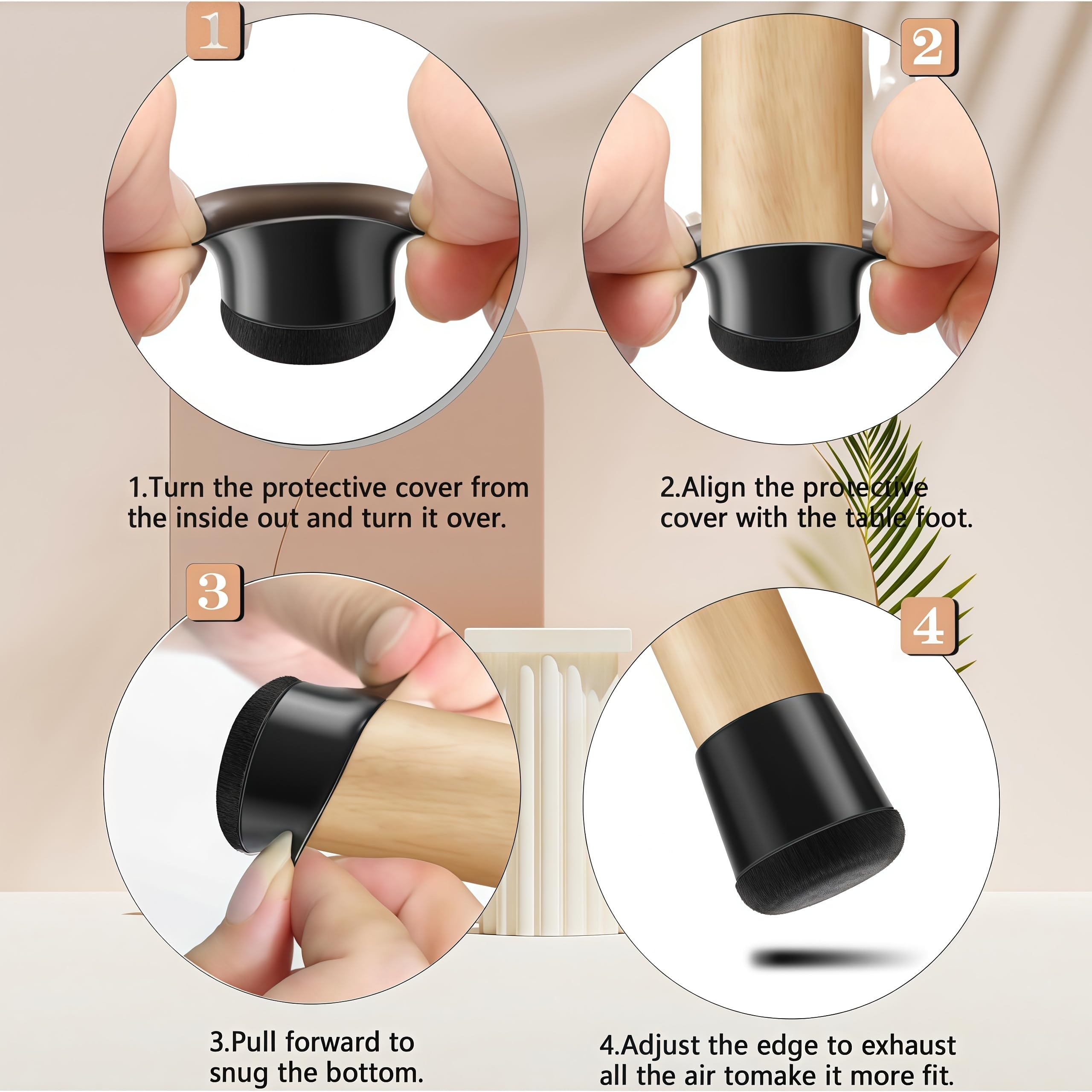 SDXCJY Chair Feet Protectors Pads,24PCS Leg Floor Protectors, Black chair leg caps,Silicone Rubber with Felt Liner - Image 3