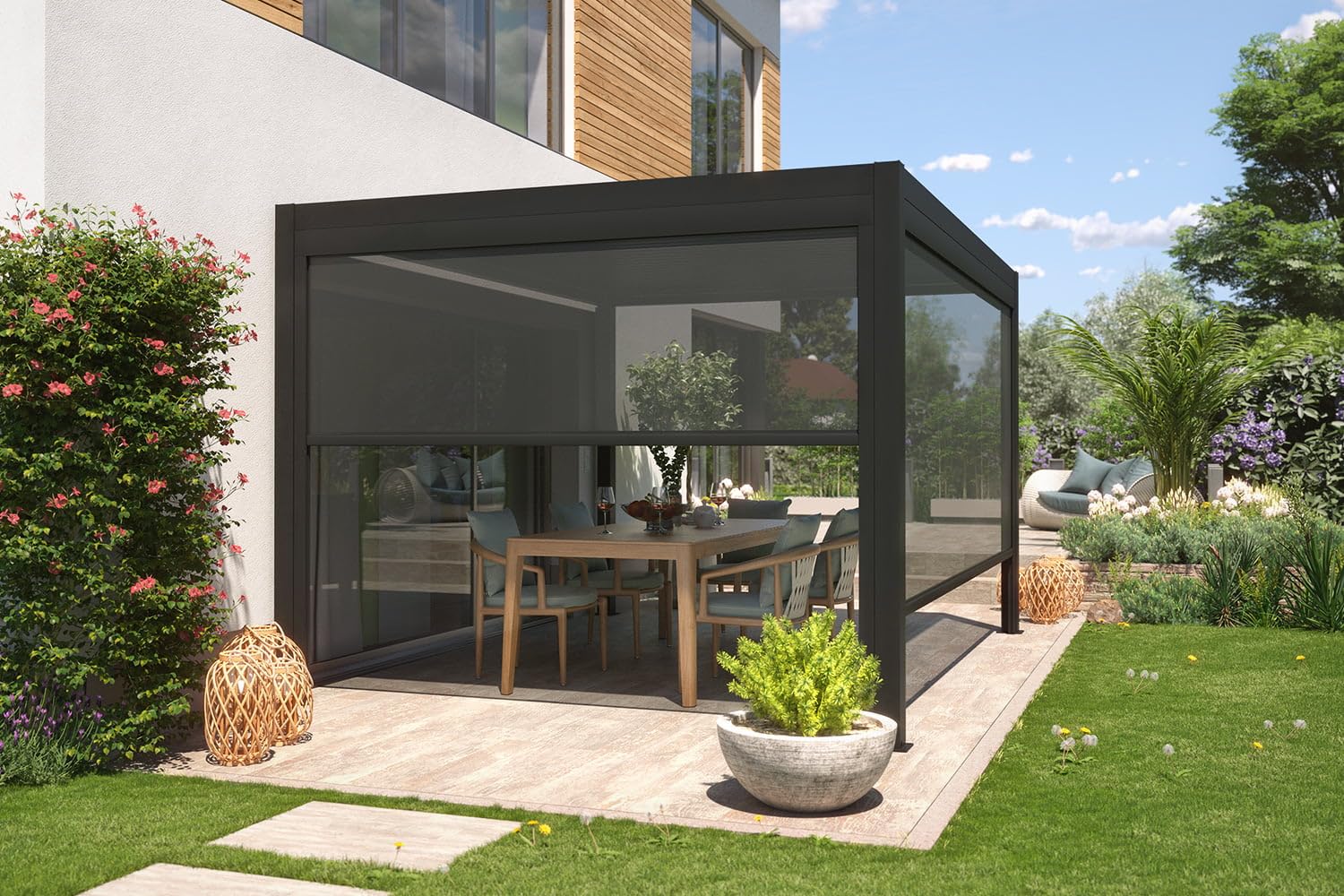 empasa Sonnenschutzrollo Vorhang Zubehör für Lamellen-Pergola Zeus