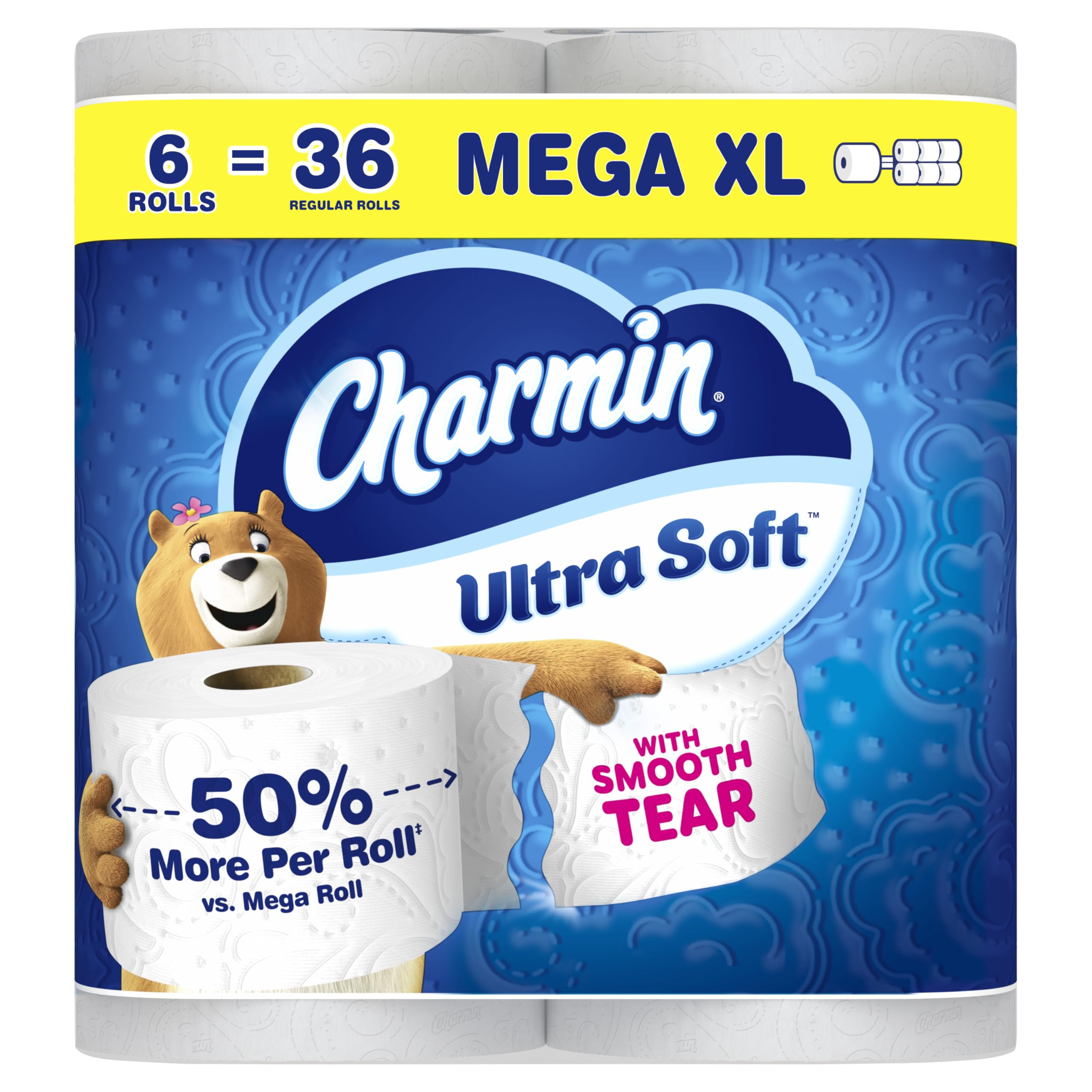 Charmin Ultra Soft Toilet Paper, 6 Mega XL Rolls = 36 Regular Rolls