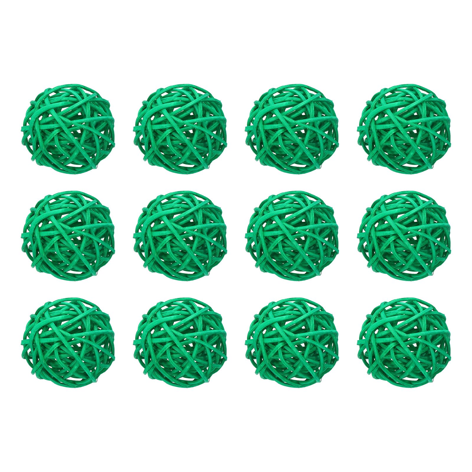 Uxcell 12 Pcs Wicker Rattan Balls 1.6 Inch Rattan Decorative Balls for Centerpiece Bowls Vase Fillers Home Decor Deep Green