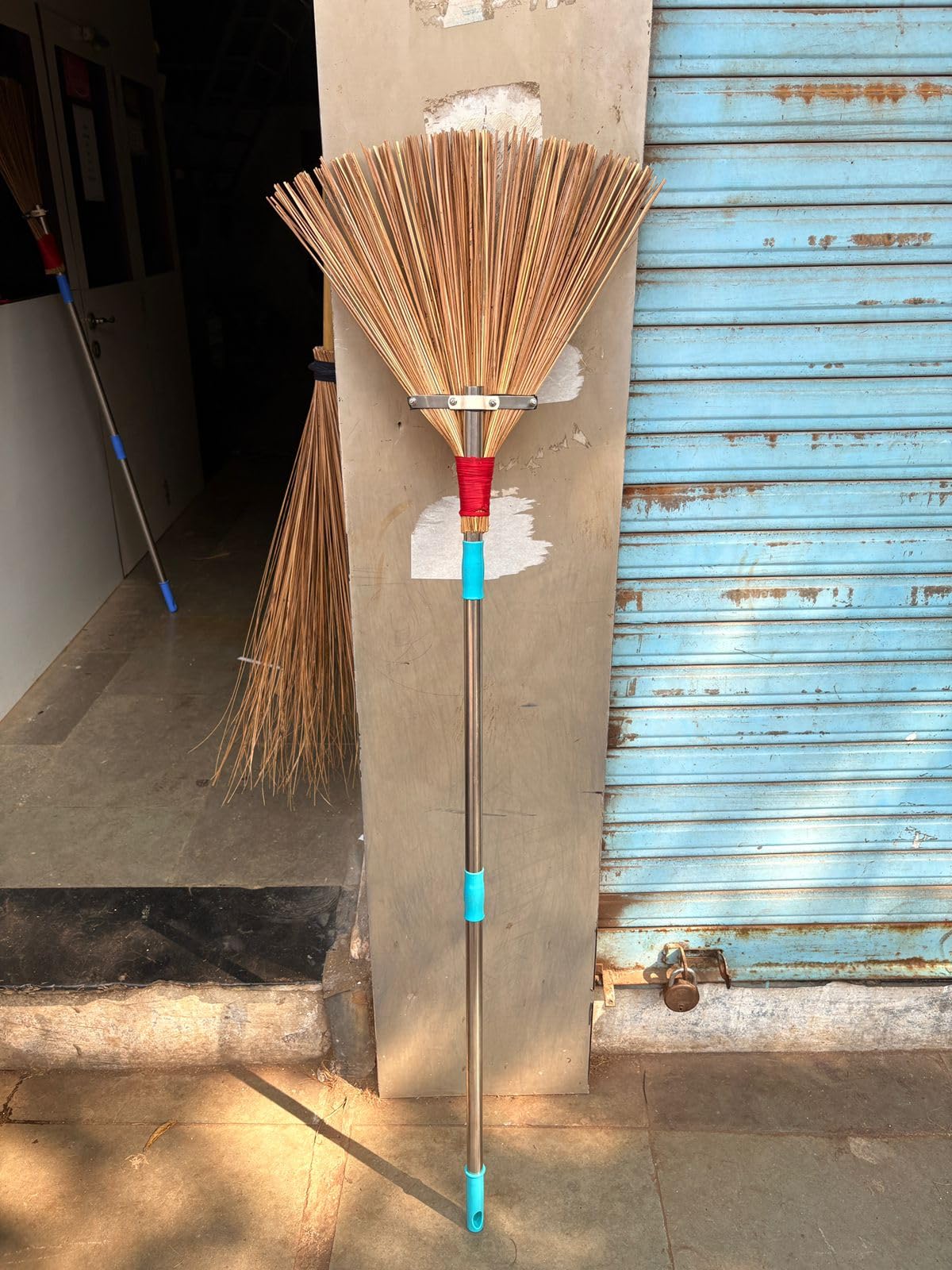 Krishna 40F Heavy Duty Road Broom with Steel Handle | Natural Outdoor Cleaning Broom for Streets, Gardens & Industrial Use (2 Refill & 1 Rod)-image-33