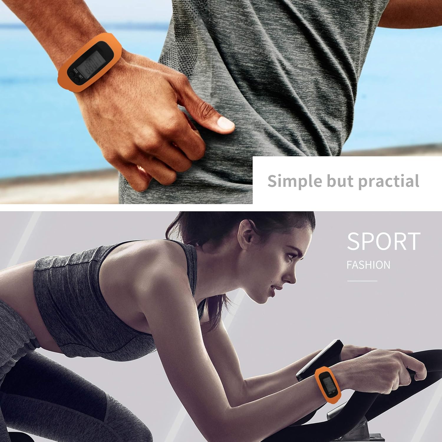 Bomxy Fitness Tracker Watch ,Simply Operation Walking Running Pedometer with Calorie Burning and Steps Counting Easy use Step Tracker (Orange-6vsp) : Sports & Outdoors