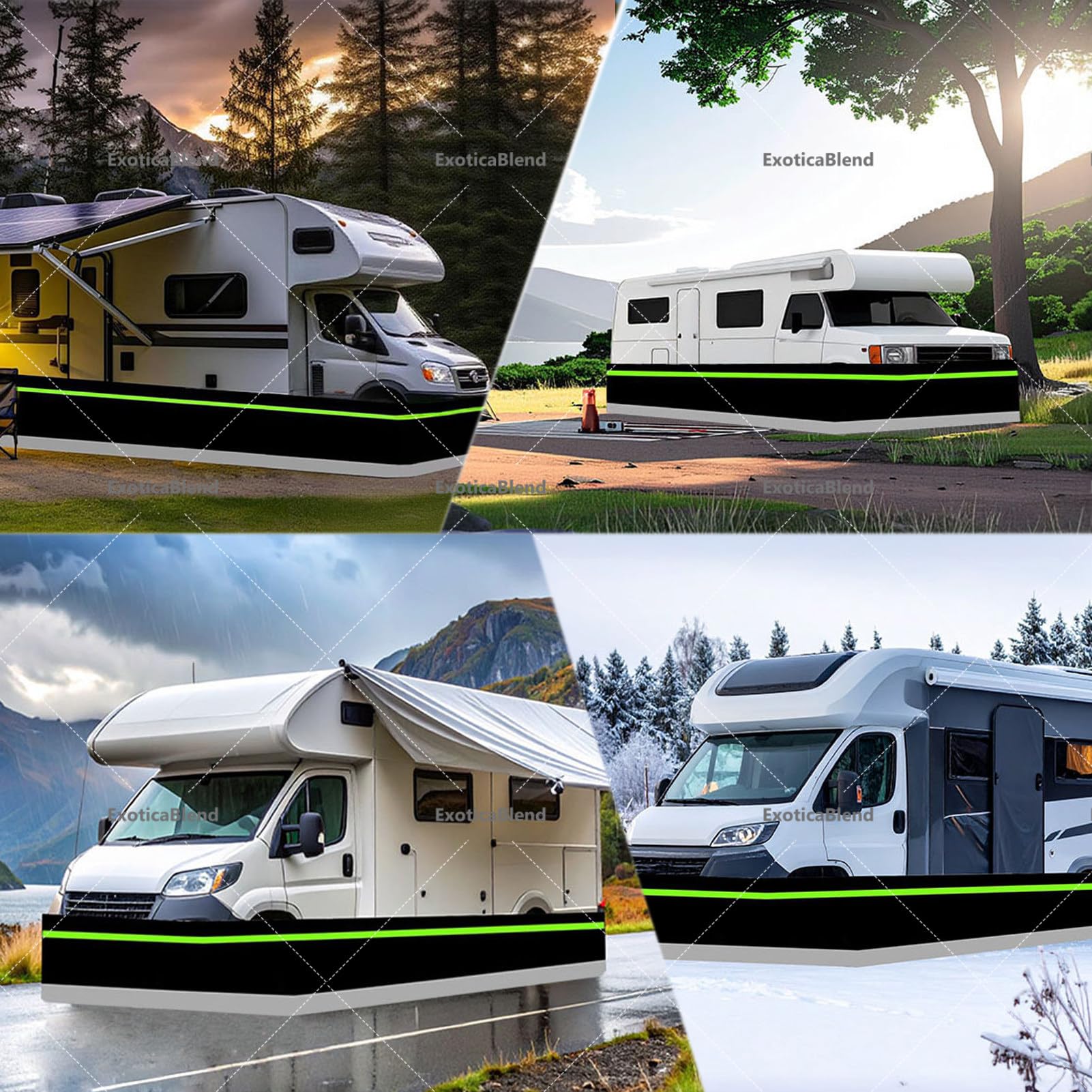 Battiscopa per camper con piastre in metallo per una facile installazione e stoccaggio, copertura per ruota per casa mobile per protezione esterna