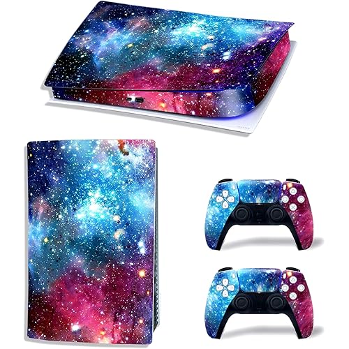 Ps5 Stickers Full Body Vinyl Skin Decal Cover for PlayStation 5 Digital Edition Console Controllers (Digital Edition, Blue Starry Sky)