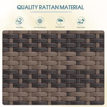 Devoko Outdoor Pool Towel Rack Patio Waterproof Rattan Wicker Storage Cabinet Shed with Shelves & Drawer (Brown)