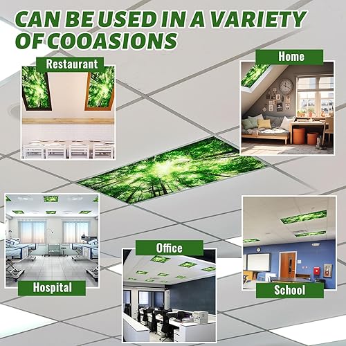 Vista 4 de Patelai Paquete de 8 cubiertas de luz fluorescente para techo de aula, 4 x 2 pies, cubiertas de luz magnéticas, filtro para techo suspendido