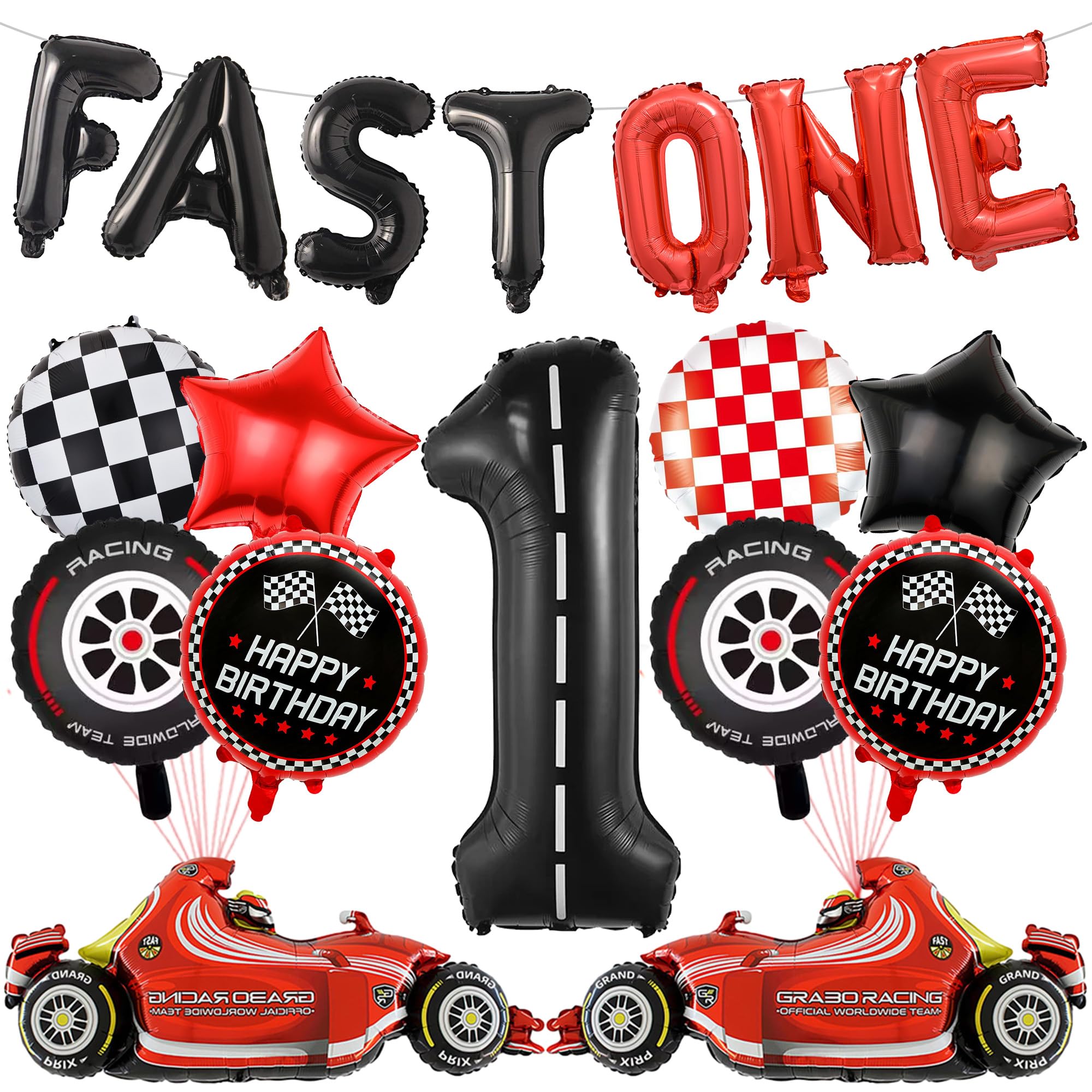 Fast One Race Car Birthday Balloons for Boys 1st Birthday