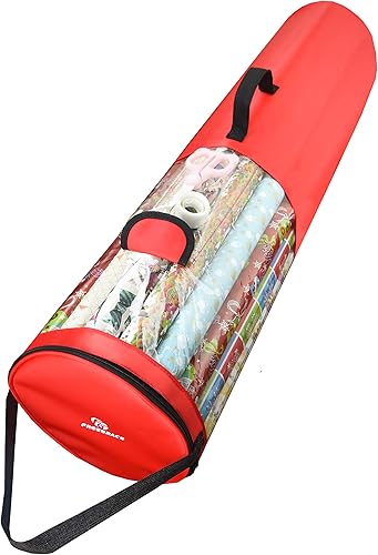 Freegrace Organizador de urdimbre de regalo, bolsa grande de almacenamiento de rollos de papel de regalo de 9 x 40.9 pulgadas, resistente a