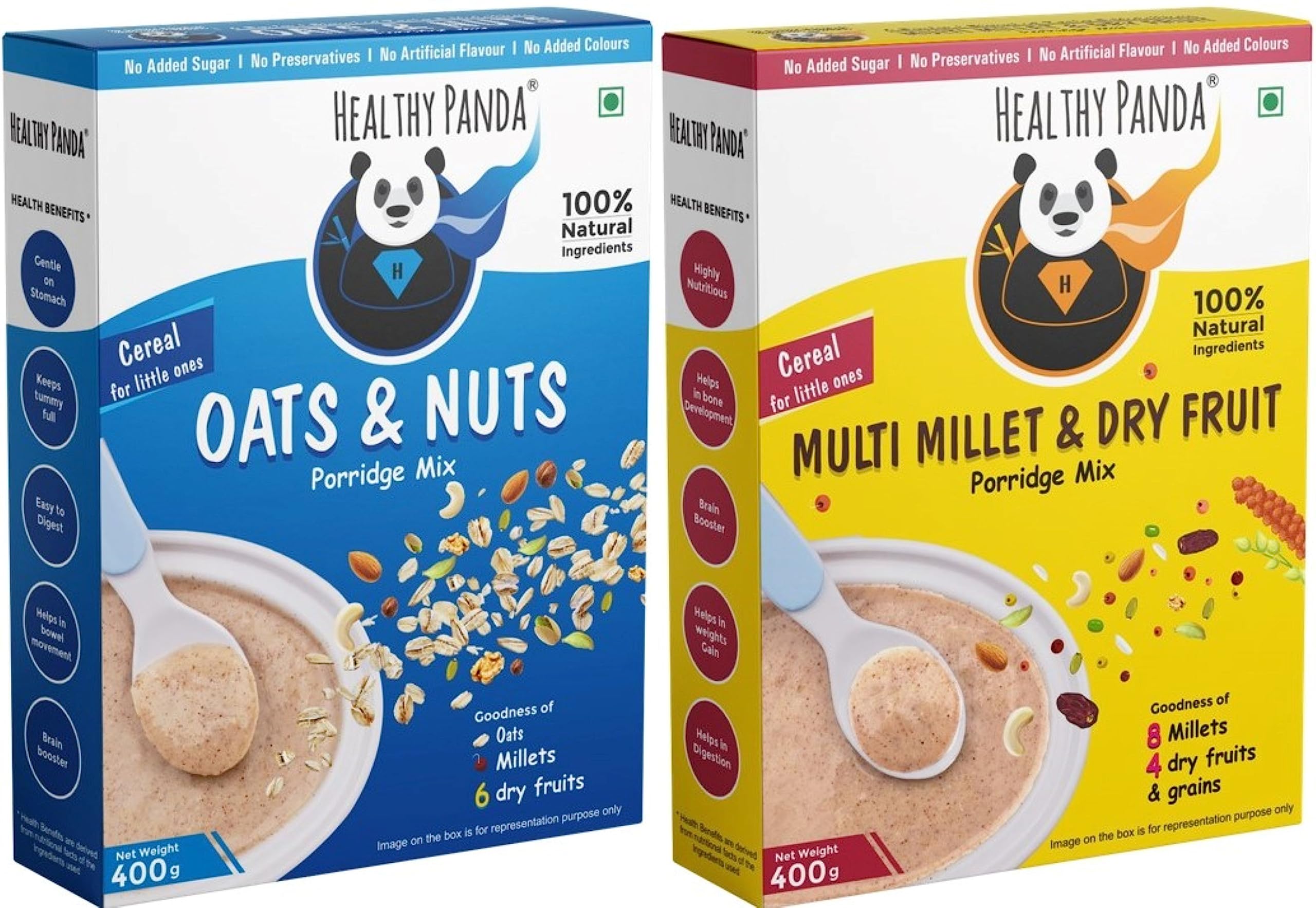 HEALTHY PANDA Nutritious Multi millet Cereal Mix with Dryfruits Powder (400G) + Oats & Mixed nuts healthy food (400g) Cereal (800 g, Pack of 2) (B0C86KMTKV) Amazon Price History, Amazon Price Tracker