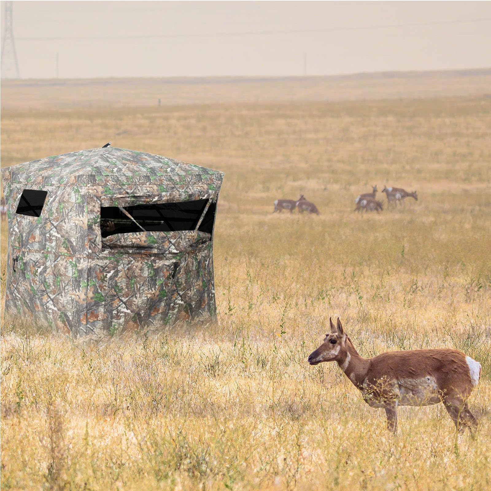 Tenda Pop-up per Cervi da Caccia - Tenda da Terra Visibile a 270° con Borsa per Il Trasporto, Tenda da Caccia Portatile Durevole per 2-3 Persone per Caccia al Tacchino E al Cervo