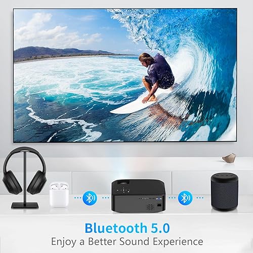 Miniatura 6 de Proyector Bluetooth WiFi Native 1080P 5G, AILESSOM 20000LM 450 pulgadas, compatible con proyector de película 4K, alto brillo para cine en casa y