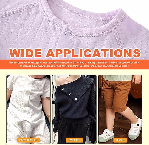 Miniatura 7 de Tanstic 807 piezas (200 juegos) de cierres a presión con kit de herramientas de ajuste, 0.374 in, 10 colores huecos y de metal sólido botones a