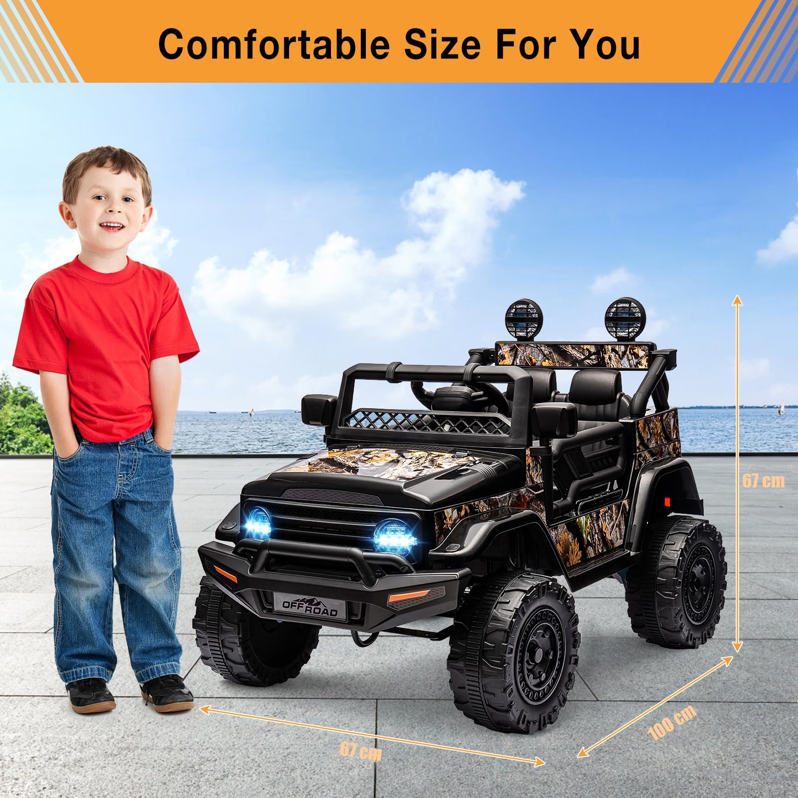 12V Voiture électrique Enfant,Quad électrique pour Enfants avec Suspension à Ressorts, Télécommande, éclairage LED, Bluetooth Et 3 Vitesses，pour De 3 à 8 Ans