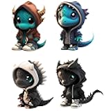 Cool Dragon Figurine Statue – Unique Resin Dinosaur Sculptures for Home & Office, Garden Ornaments – Adorable Baby Dragon as Self-Expression, Gift of Meaning & Collector’s Joy (Set of 4)