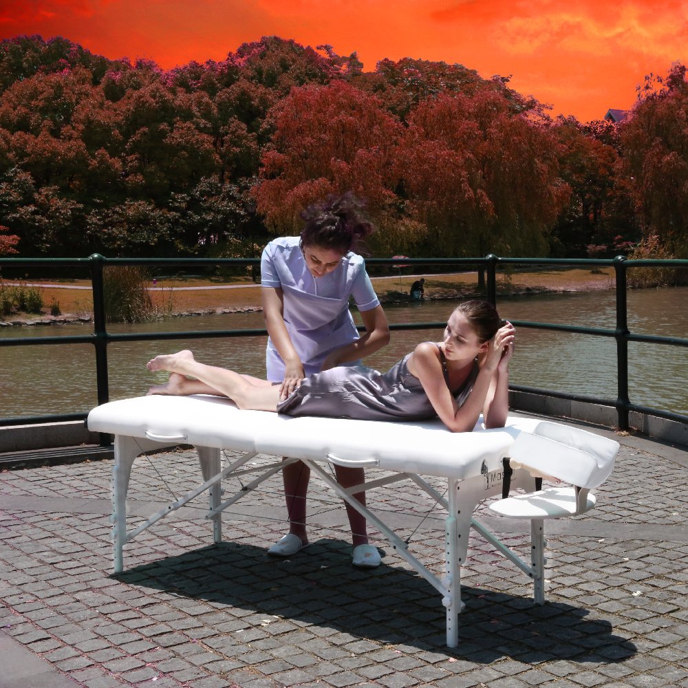 Master Massage Montclair - Camilla de Masaje portátil (79 cm, Plegable, con Patas de Madera), Color Blanco