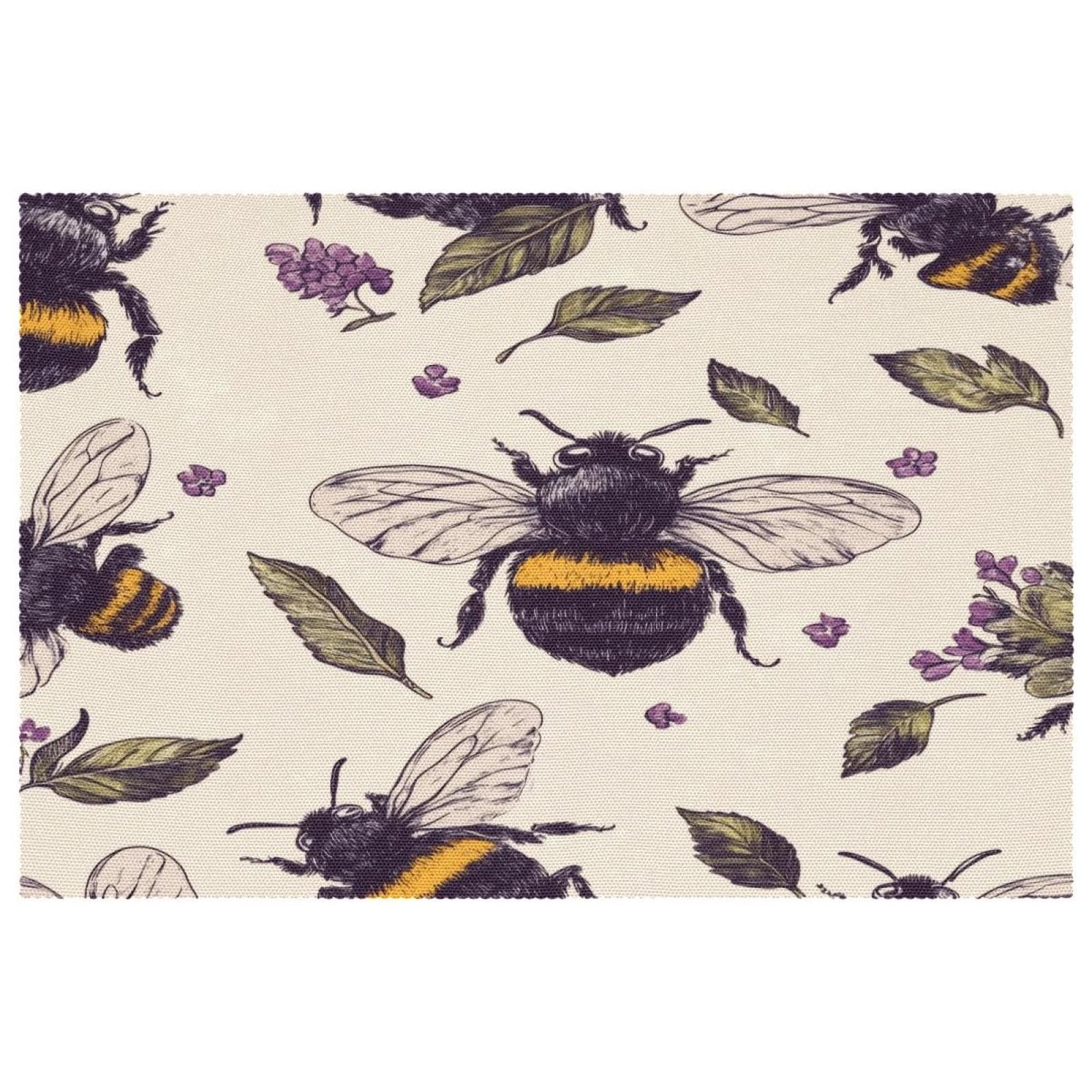Lot de 4 sets de table en tissu Oxford lavable violet résistant chaleur motif abeille
