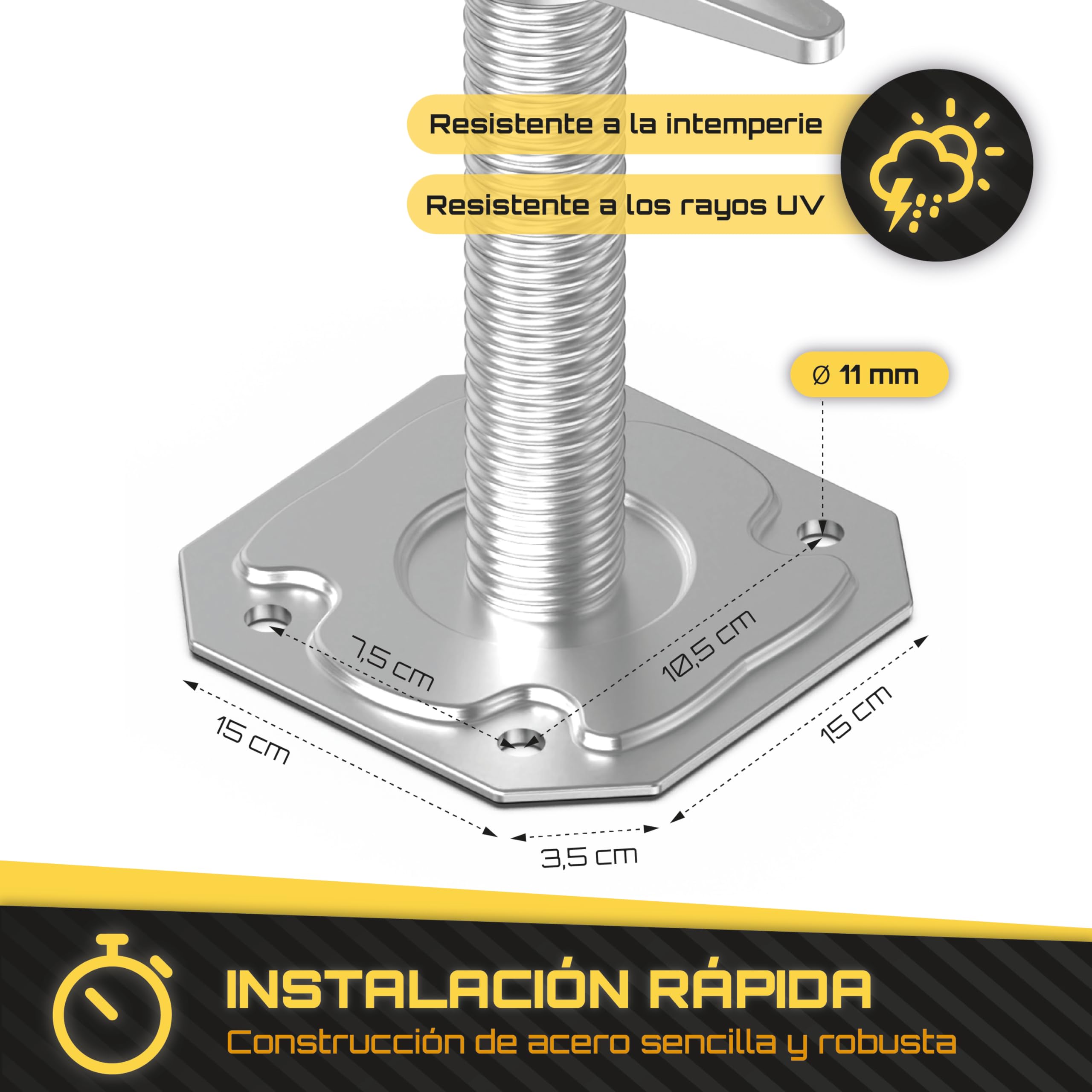 base de andamio [60 cm de longitud] husillo andamio - husillo de andamio - husillo para andamio - husillos para andamios - husillo para andamios & placa roscada - base andamio regulable