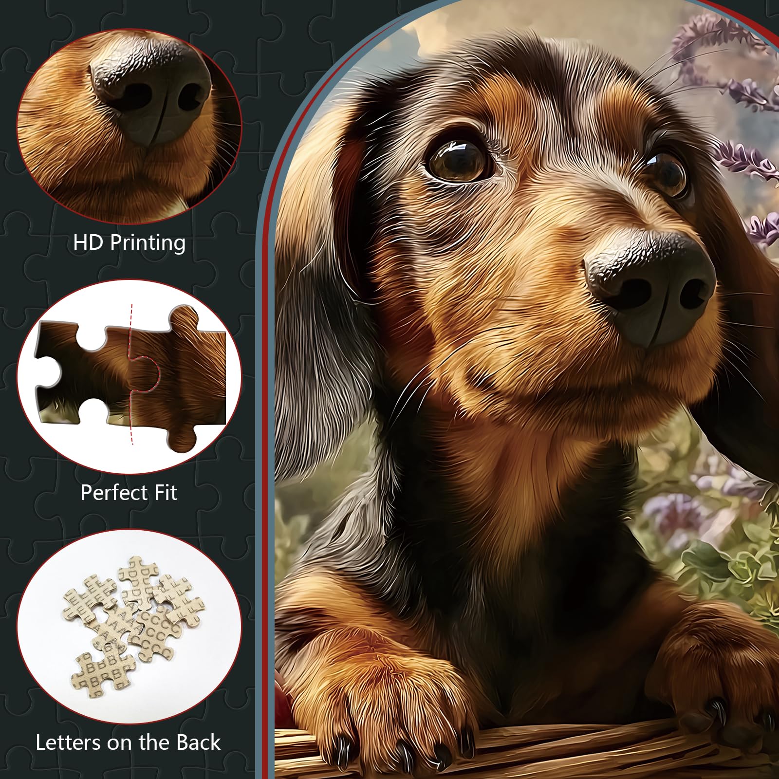 Great Jigsaw Puzzles for Adults 300 Pieces Dachshund Puppy Palying in The Garden Puzzles for Adults Toys Gift Family Decoration Kids Puzzle - Image 4