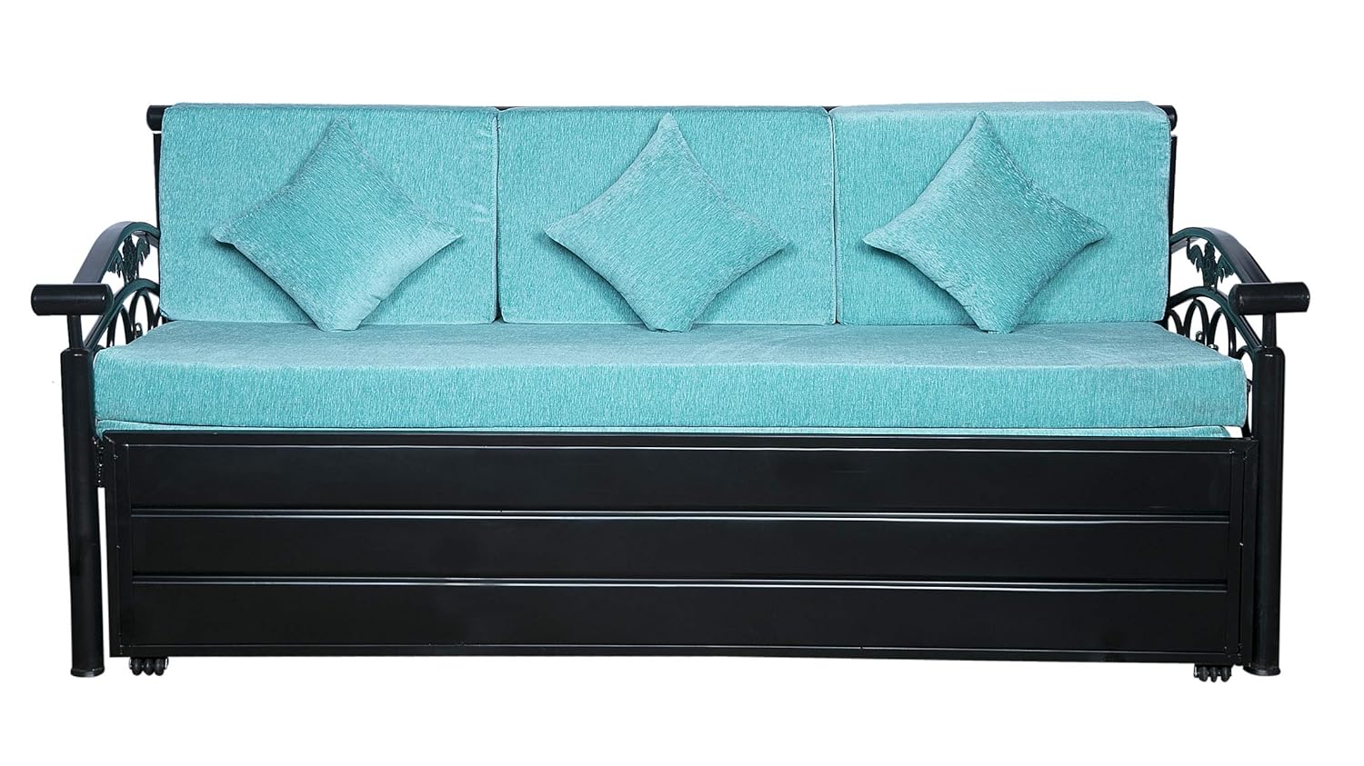 Dream Time Furniture King Size Three Seater Sofa Cum Bed with Hydraulic Storage Matte (Black Finish, Brown) Dream Time Furniture King Size Three Seater Sofa Cum Bed with Hydraulic Storage Matte (Black Finish, Brown)