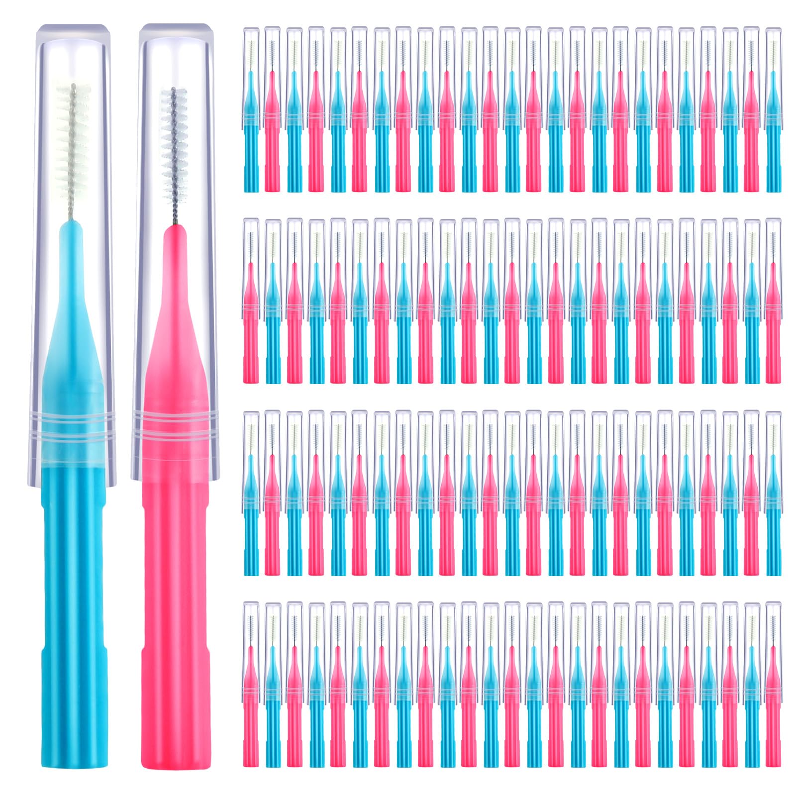 Patelai 100 Interdental Brush Set, Light Blue,Pink