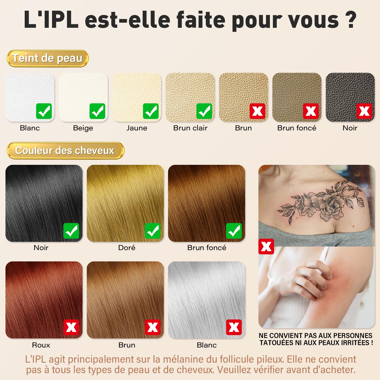 Épilateurs à lumière pulsée, Épilation au laser IPL avec Fonction de Refroidissement, 9 Vitesses et 3 Fonctions HR/SC/RA, Appareil d'épilation pour Hommes, Femmes, Corps, Aisselles