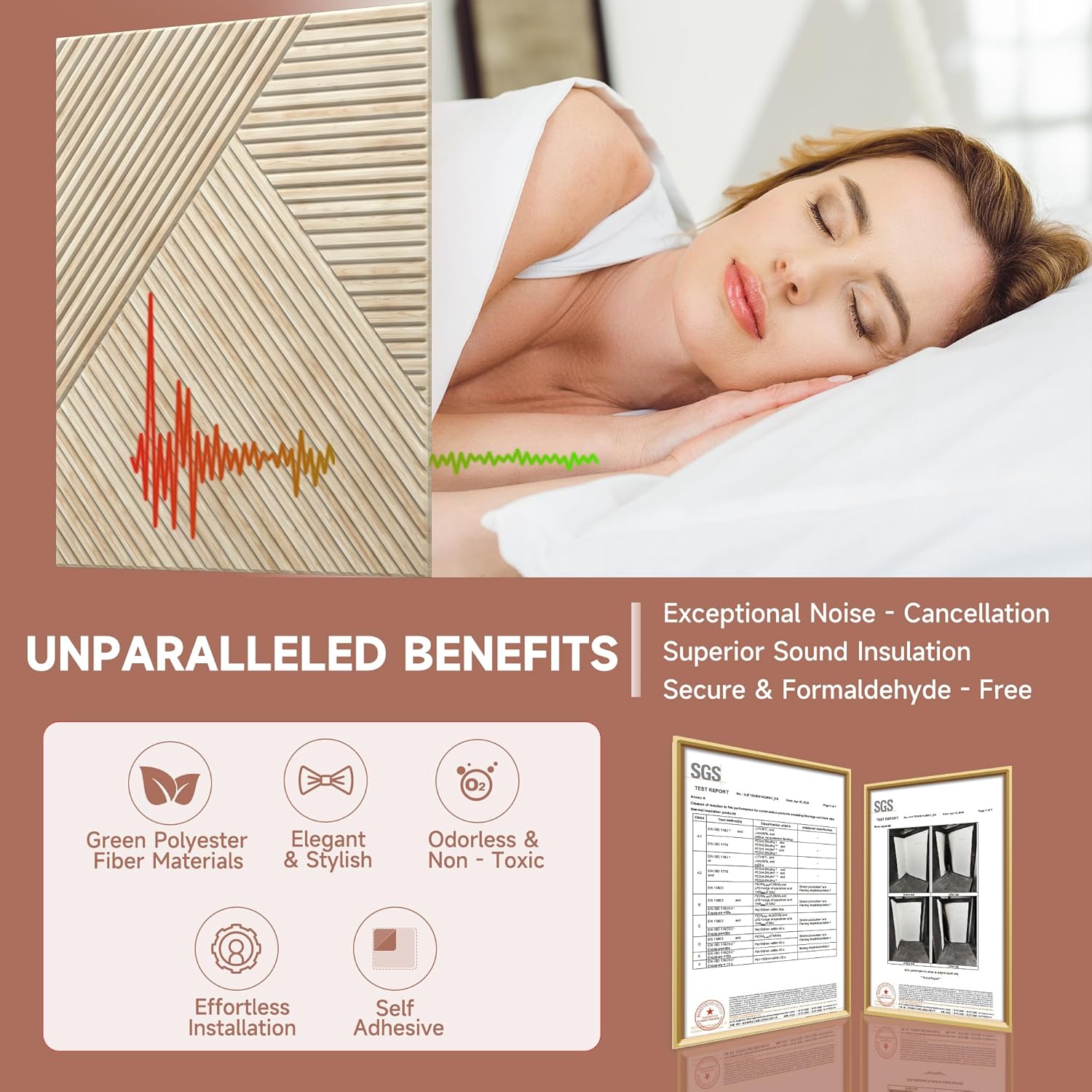 TO-TH Acoustic Panels for Wall and Ceiling - 6 Pack 24'x24'x0.4,Self-Adhesive 3D UV Printing Decorative Wall Panels with Wood Look,Rustic Oak