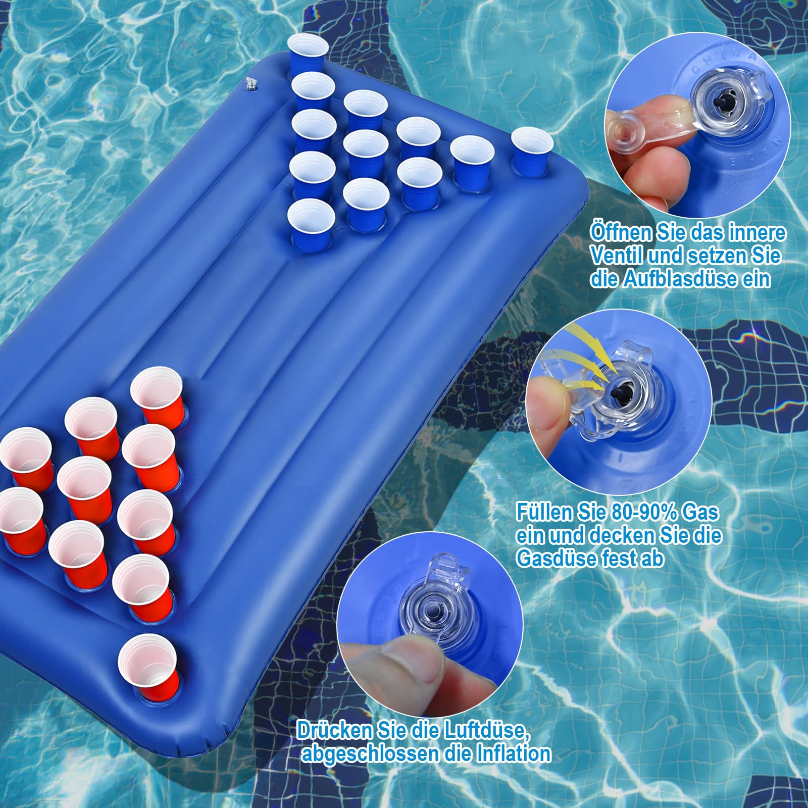 Materassino Gonfiabile Beer Pong OOTB Per Piscina - Divertimento Assicurato Con Palline E Bicchieri