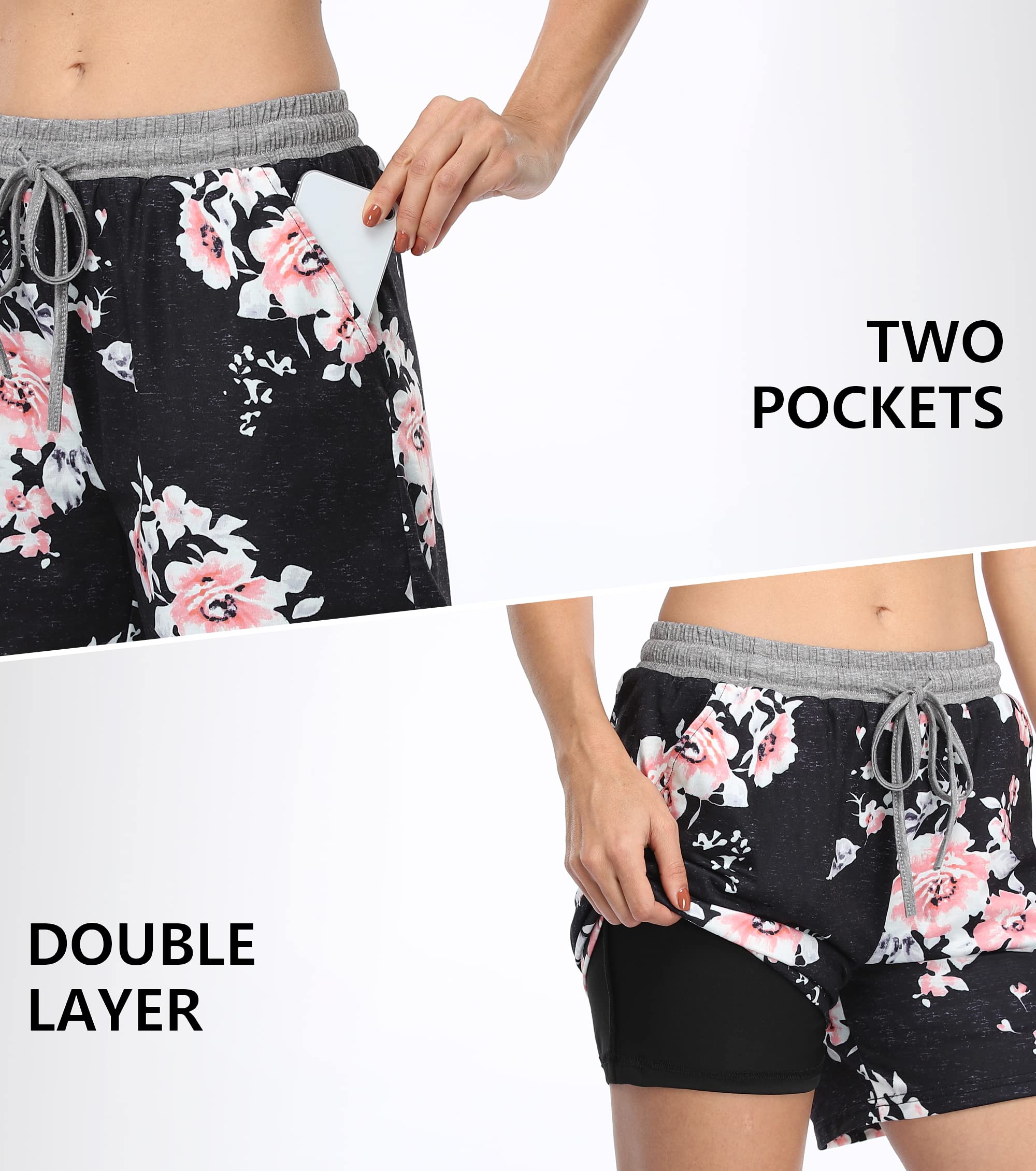 Blevonh Elastic Waist Soft Lounge Shorts Casual Pajama Shorts with Pockets