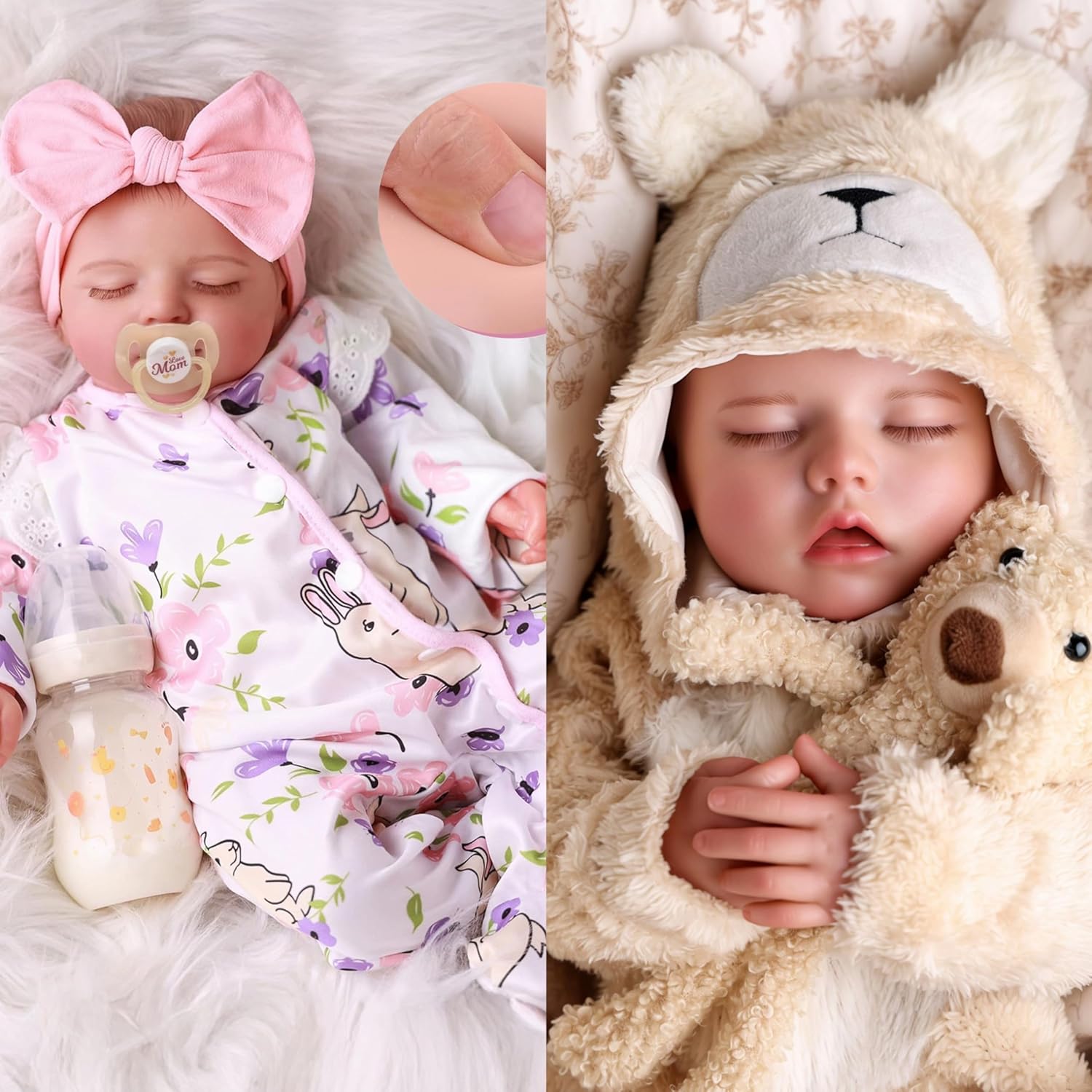 BABESIDE 2PCS Lifelike Reborn Baby Dolls - Realistic Newborn Baby Dolls