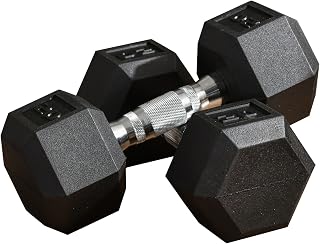 Soozier Rubber Dumbbells Weight Set, Total 40lbs(20lbs Each) Dumbbell Hand Weight for Body Fitness Training for Home Office Gym, Black