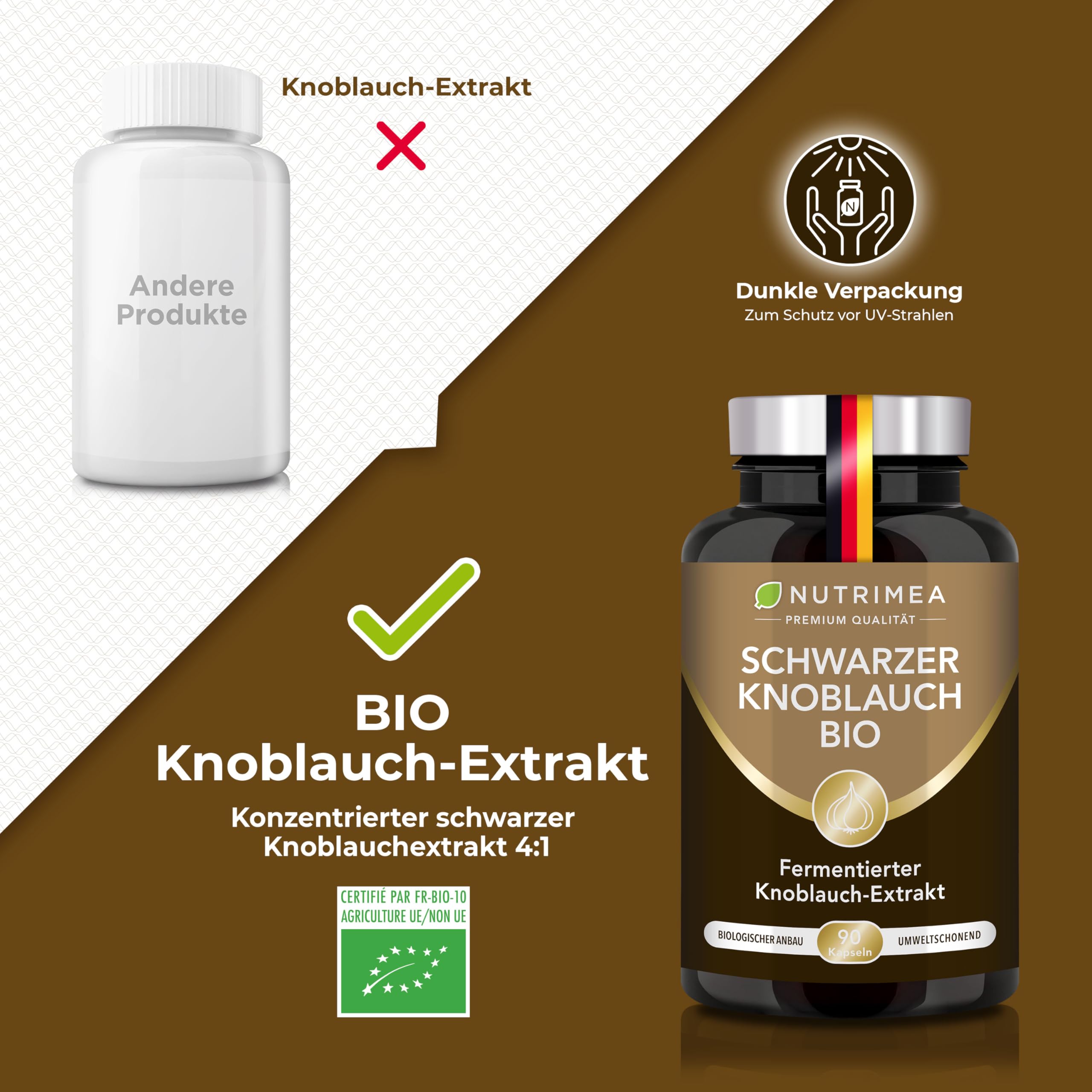 Schwarzer Knoblauch Bio - Reiner Extrakt fermentiert - Mit S-Allyl-Cystein - Hochdosiert Kapseln - Veganes Produkt - Nutrimea - Premium Qualität (Packung mit 2)