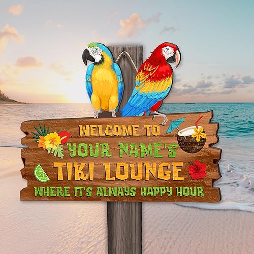 Miniatura 3 de Artsy Woodsy Letrero de madera personalizado con estampado de barra Tiki (no tallado ni neón), decoración de verano, letrero de piscina, patio