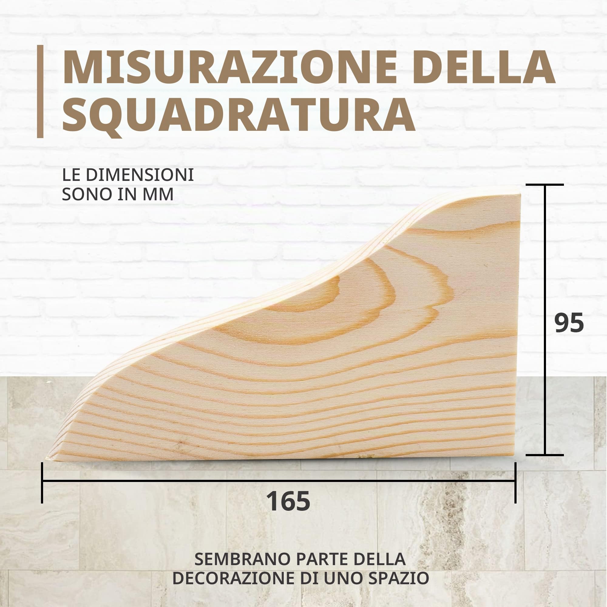 DOJA Barcelona | Staffa Mensola Legno | Piana | 2 pz | Reggimensola Legno a Muro per Scaffale 165x95 | Staffa Angolare per Scaffalatura | Staffa Triangolare Reggimensole per Scaffali Salone, Cucina…