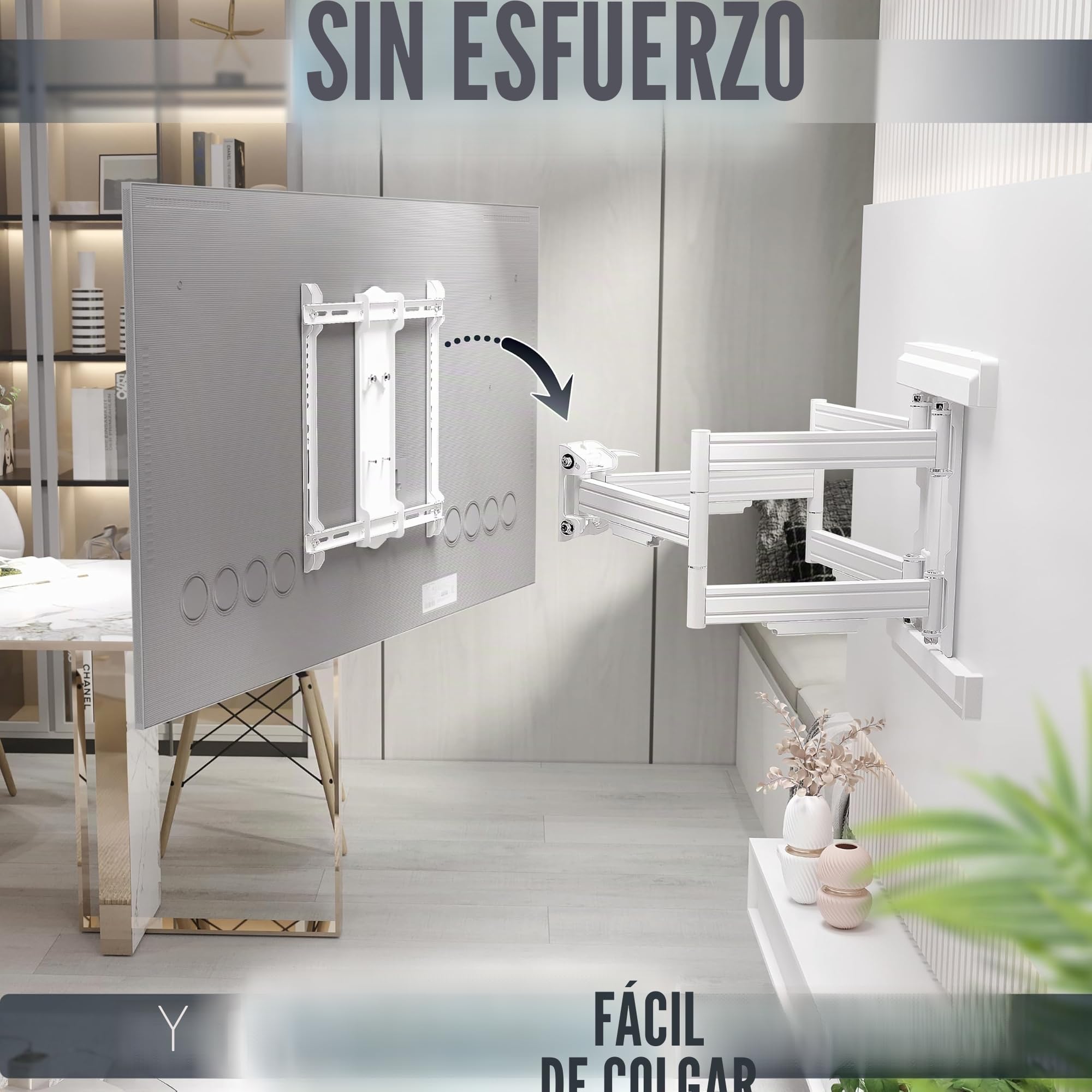 RICOO Soporte TV Pared Giratorio Inclinable Televisión 55-95" (140-241cm) S7544-W Brazo Universal Televisor LED/LCD/Curvo VESA 200x200-400x400
