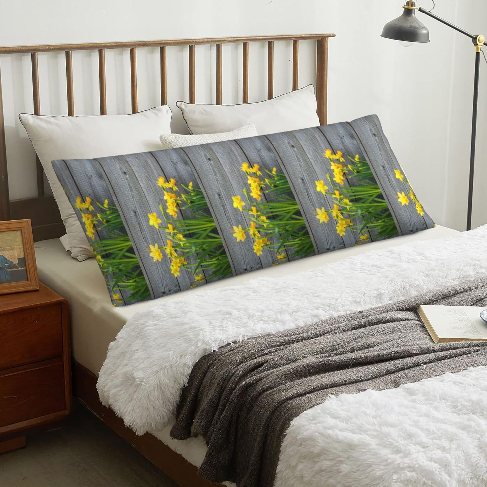Bouquet Of Daffodils Printing, Body Pillow Cover with Zipper,Long Body Pillowcase 20 x 60 in