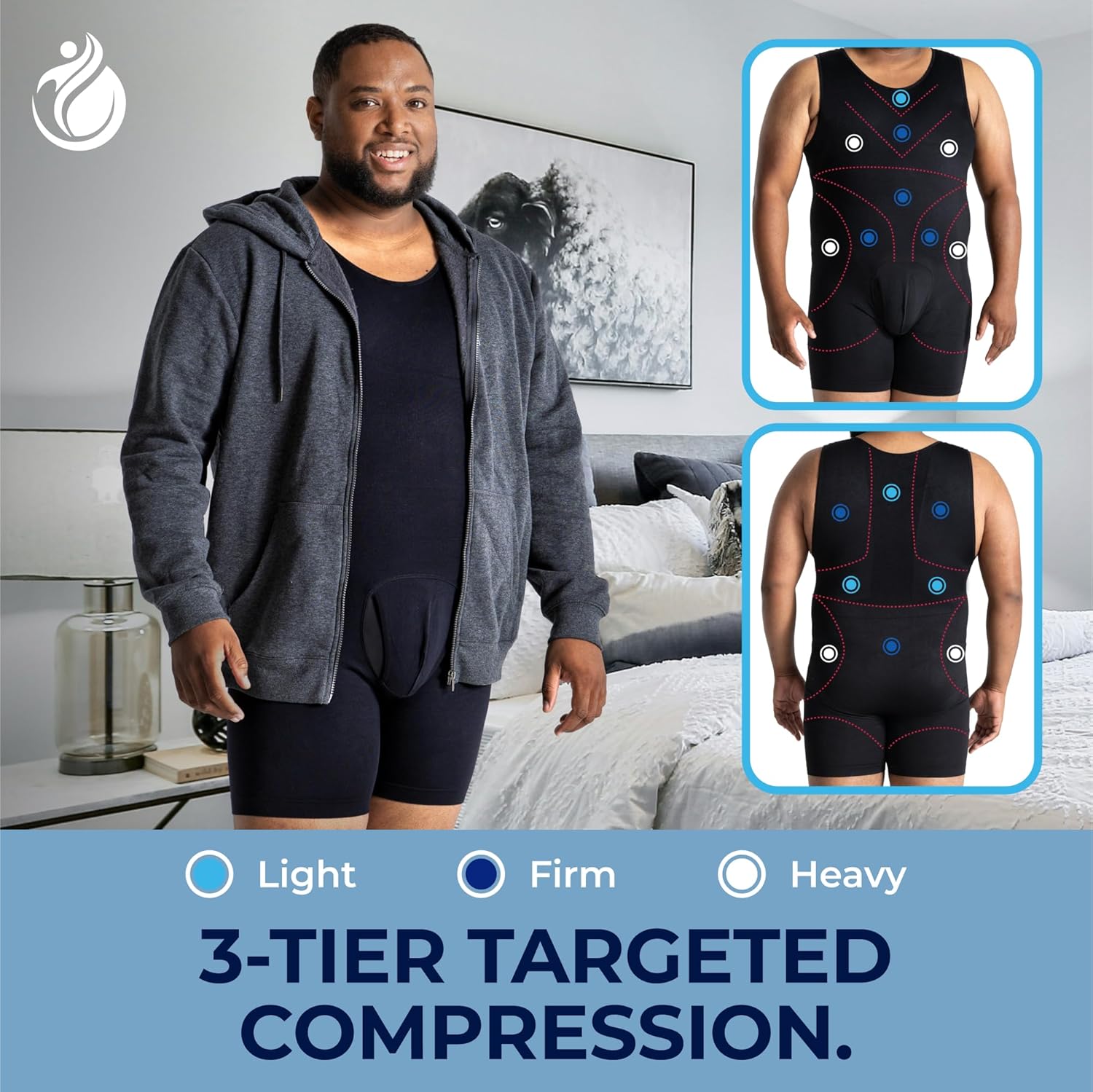 QORE LOGIQ Mens Shapewear Bodysuit - Full Body Shaper for Men Belly Fat- Slimming Compression Bodysuit - Men Shapewear - Image 4