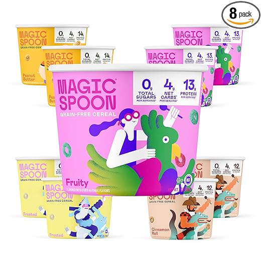 Magic Spoon Cereal, Variety 8-Pack Single Serve Cups - Keto & Low Carb Lifestyles, Gluten & Grain Free, High Protein, 0g Sugar