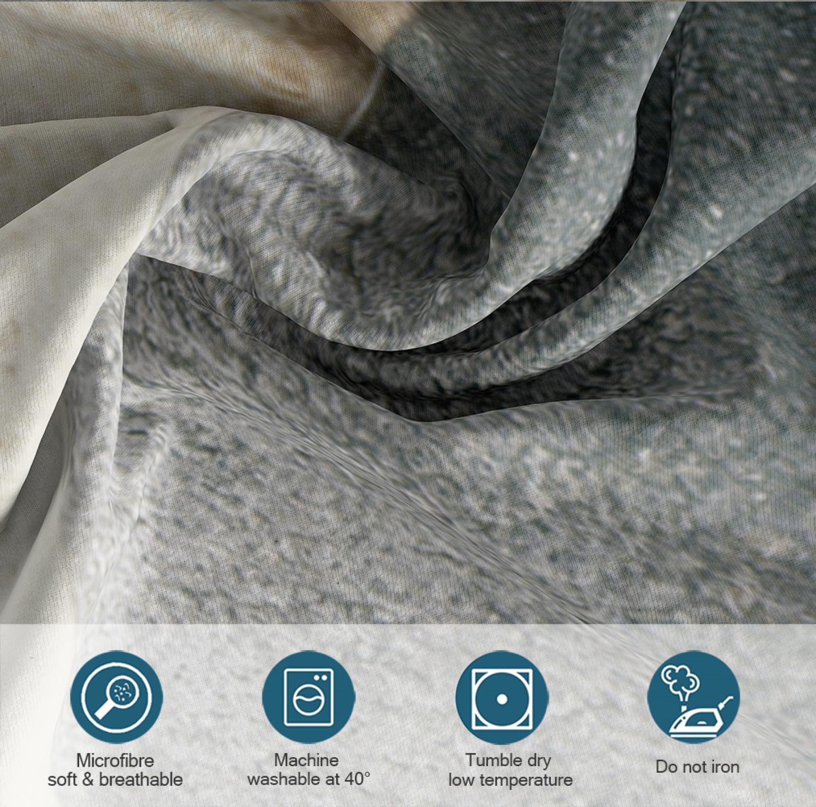 Grigio Zen Stone Theme Bedding Set Beige Sand Beach Landscape Pattern Duvet Cover Set 3 pezzi Piumino Cover con 2 federe 200x200cm