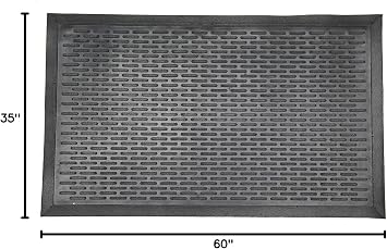 Ottomanson Waterproof Rubber Outdoor Doormat Heavy-Duty Non-Slip Rubber Floor Mat with Ridge Scraper Pattern, All-Weather Front Door Entry Mat for Mud & Dirt Control 35 x 60, Black