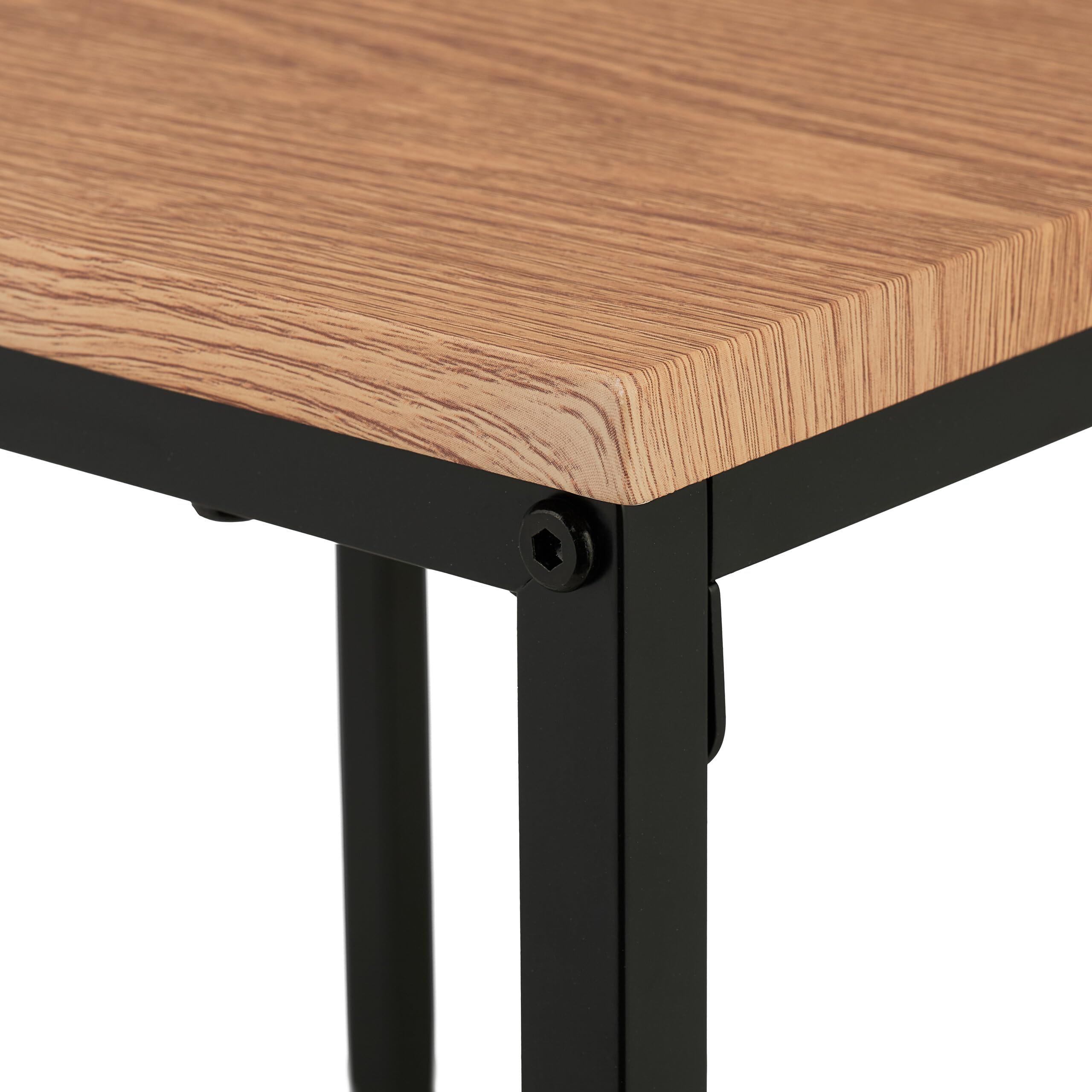 Relaxdays Lot de 3 Tables d’appoint, empilables, 3 Tailles, carrées, métal, pour Le Salon, déco, Nature - Noir