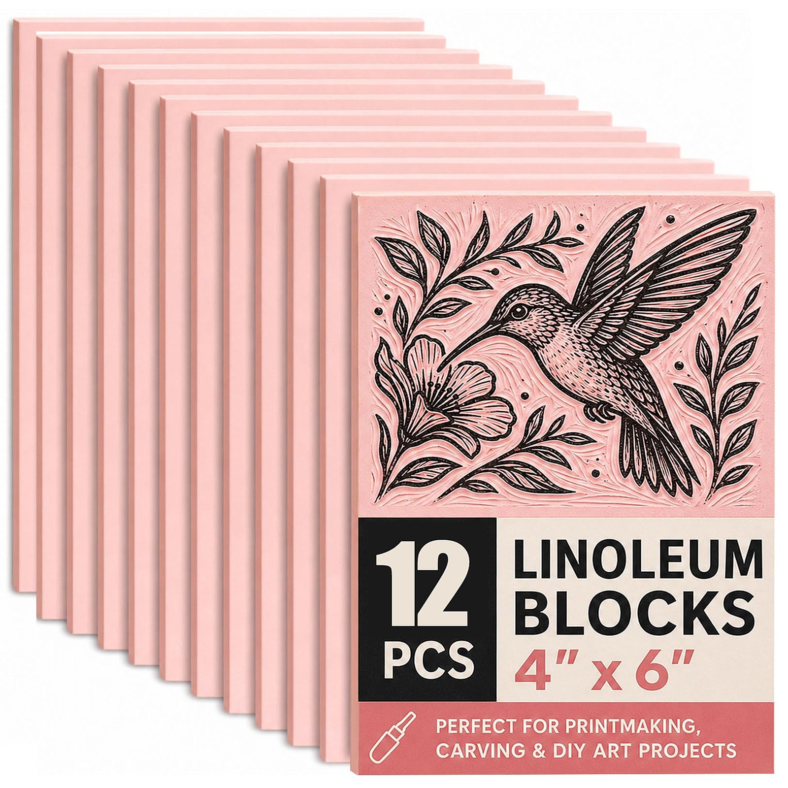 Bobblebro 12 PCS 4"x6" Soft Linoleum Blocks for Printmaking &amp; Stamp Making