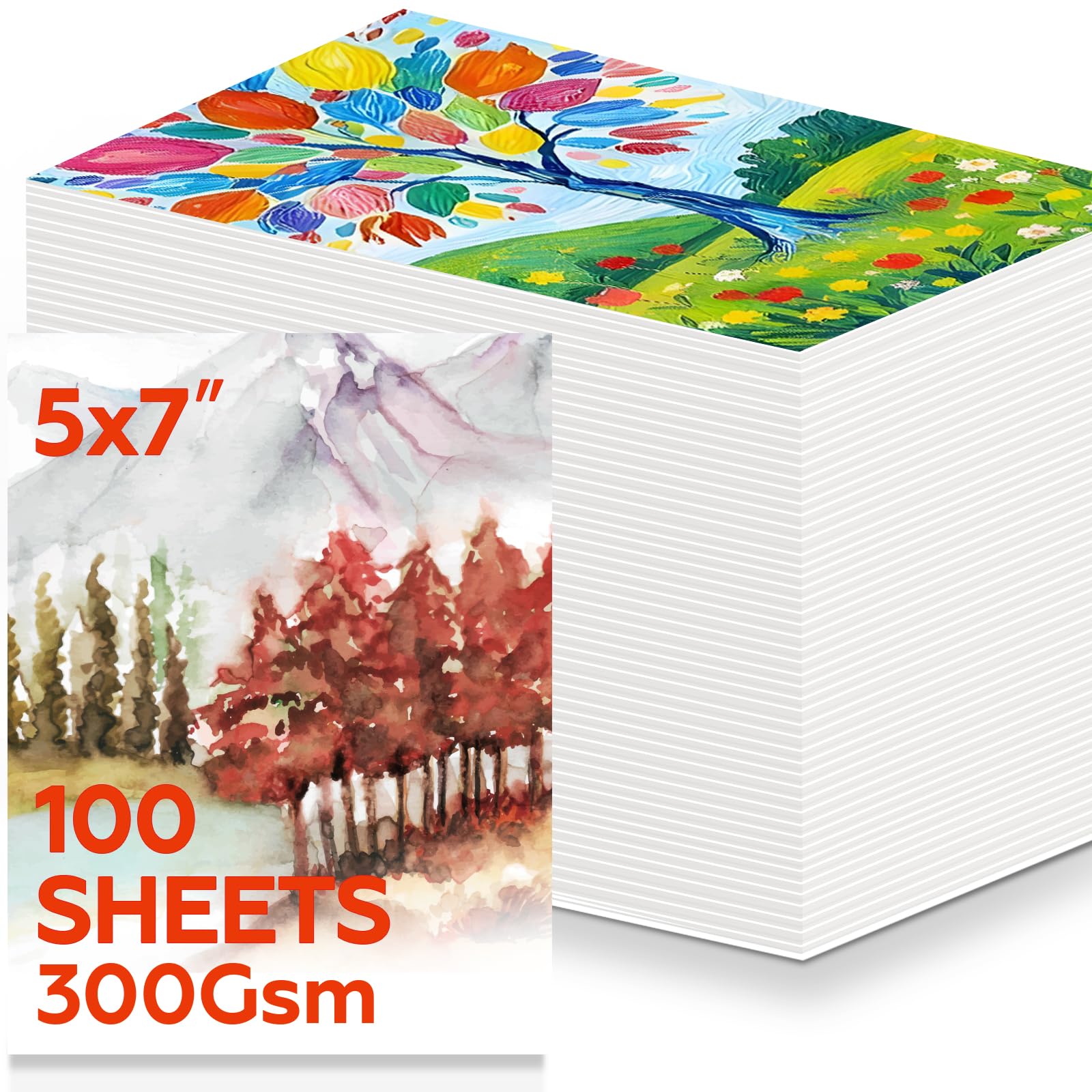 joibabe100 Sheets Watercolour Paper Bulk,140lb/300GSM Cold Press Thick Water Colour Paper Pad Drawing Painting Supplies Postcards for Artists Adults Kids Students for Wet Dry Mixed Media Sketch