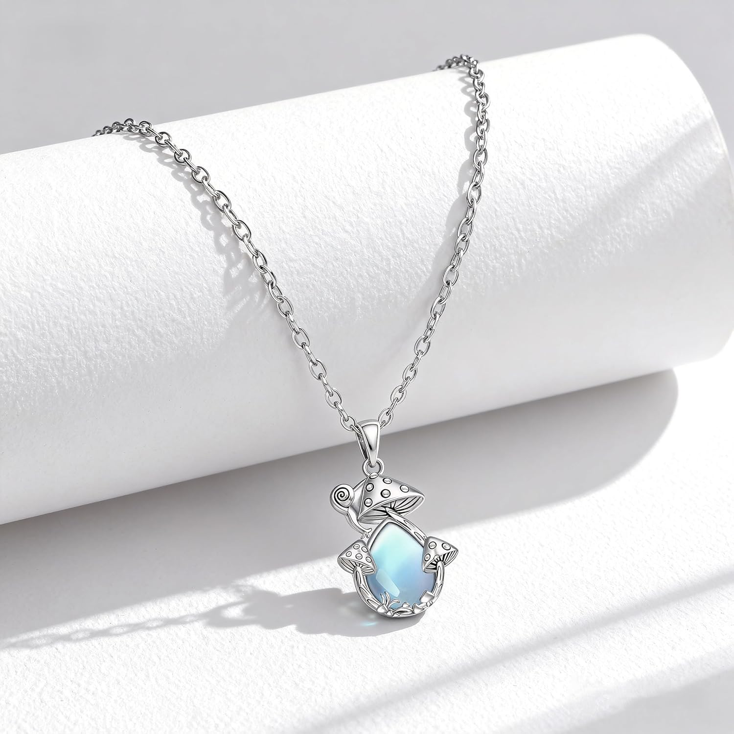 Mushroom Necklace for Women Sterling Silver Snail Moonstone Necklaces Moonstone Pendant Jewelry Mushroom Gifts - Image 9