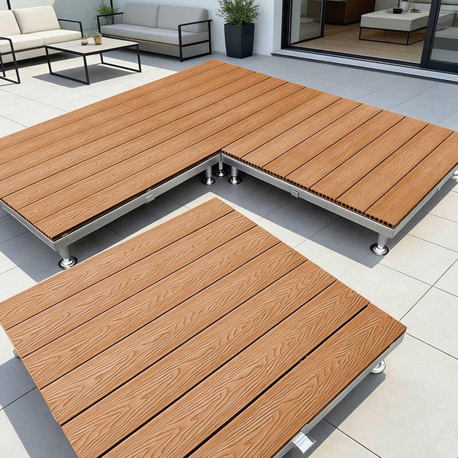 84x84 Piastrelle For Terrazza Rialzata Da Patio, Piattaforma Modulare WPC | Piastrelle For Ponte Resistenti Alle Intemperie Ad Incastro, For Cortile, Prato, Giardino(Light brown)