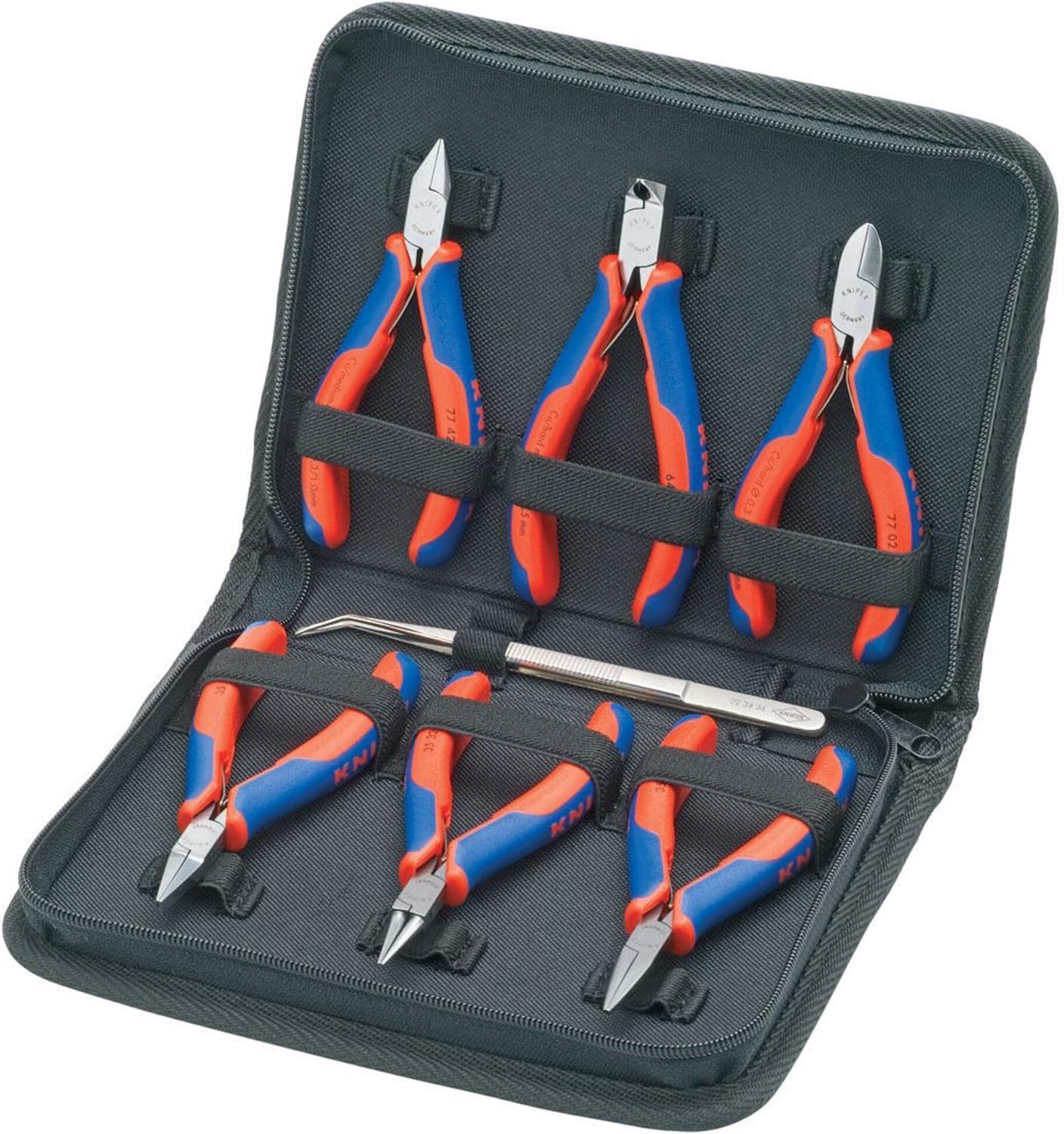 KNIPEX Juego de herramientas de 7 piezas en bolsa con cremallera, color rojo